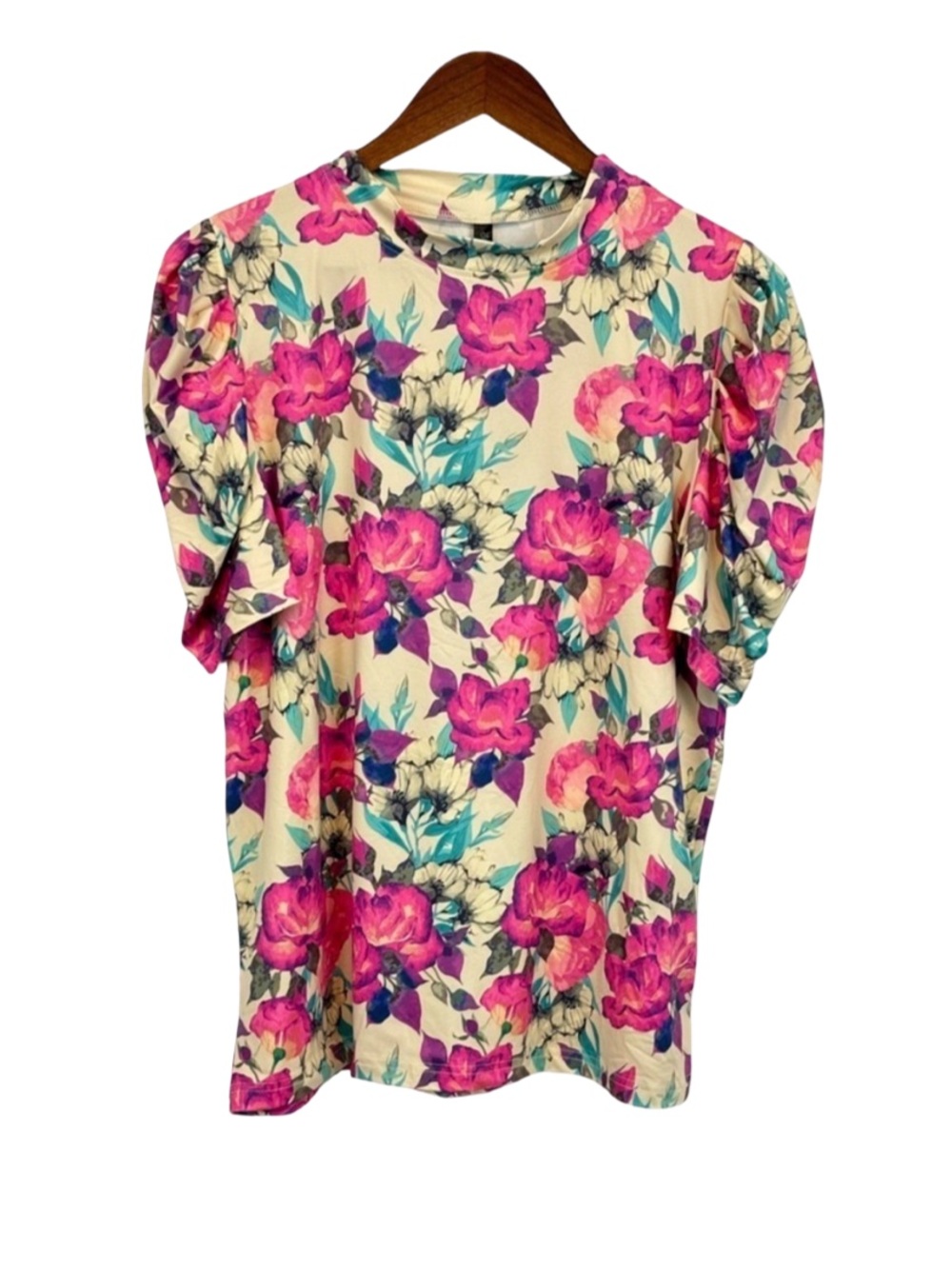 Vibrant Floral Short Sleeve Women's Top